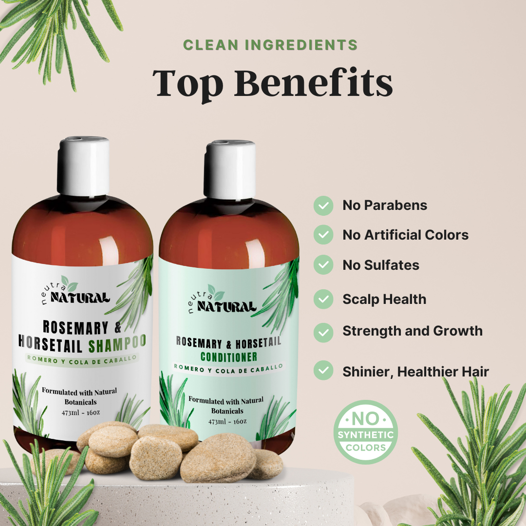 Natural Ingredients Hair Growth Bundle- Shampoo and Conditioner Rosemary & Horsetail,