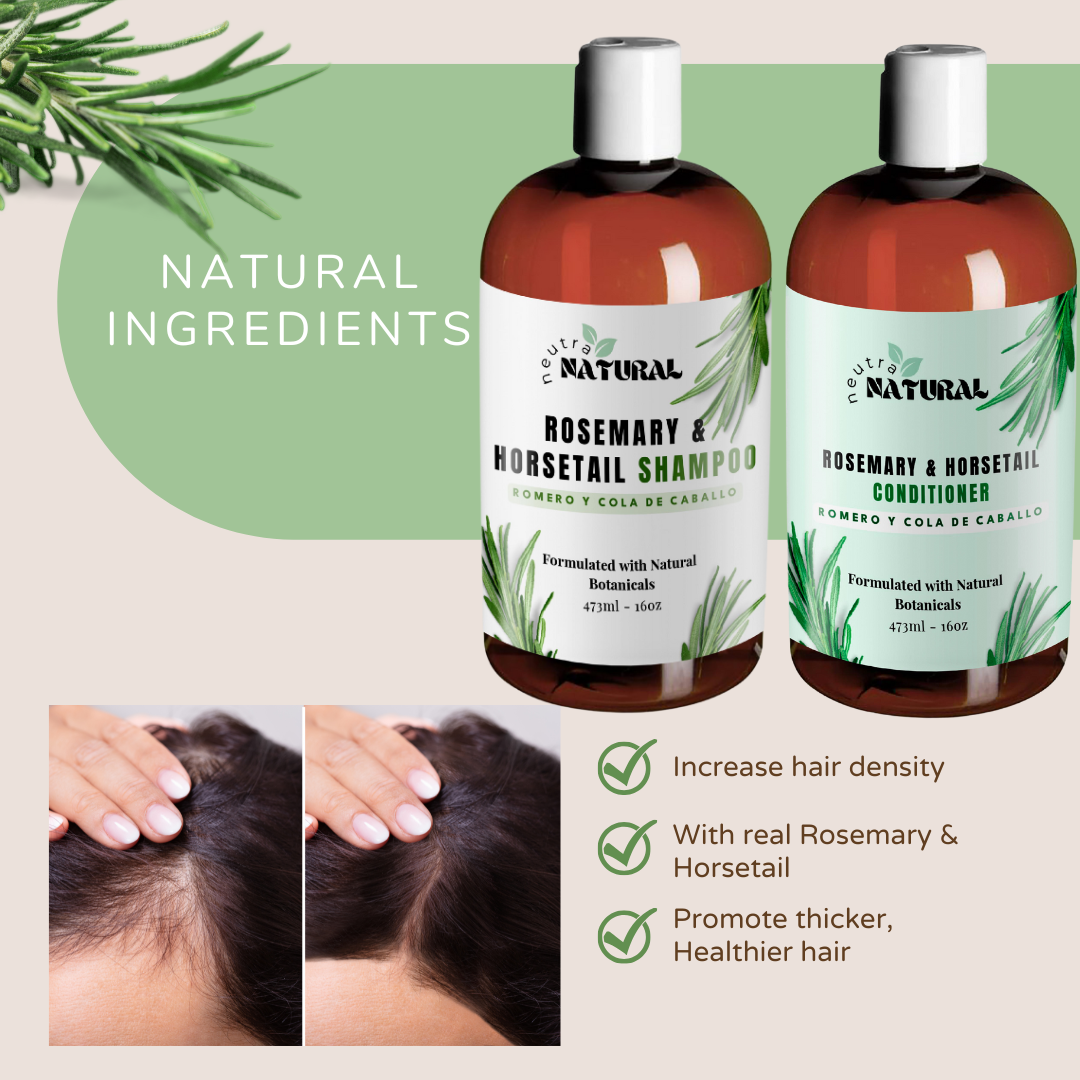 Natural Ingredients Hair Growth Bundle- Shampoo and Conditioner Rosemary & Horsetail,