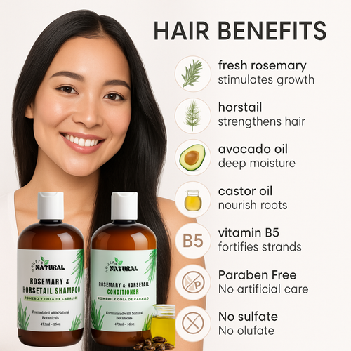 Kit Herbal  de crecimiento , caspa y cabello maltratado con romero y cola de caballo.