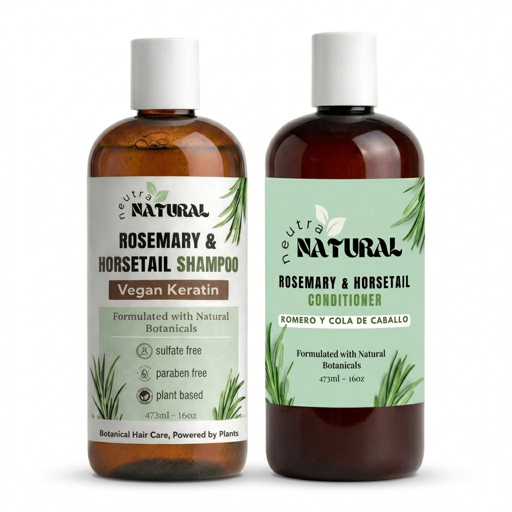Neutra natural Kit herbal de shampoo y acondicionador con Keratina vegana, romero y cola de caballo.