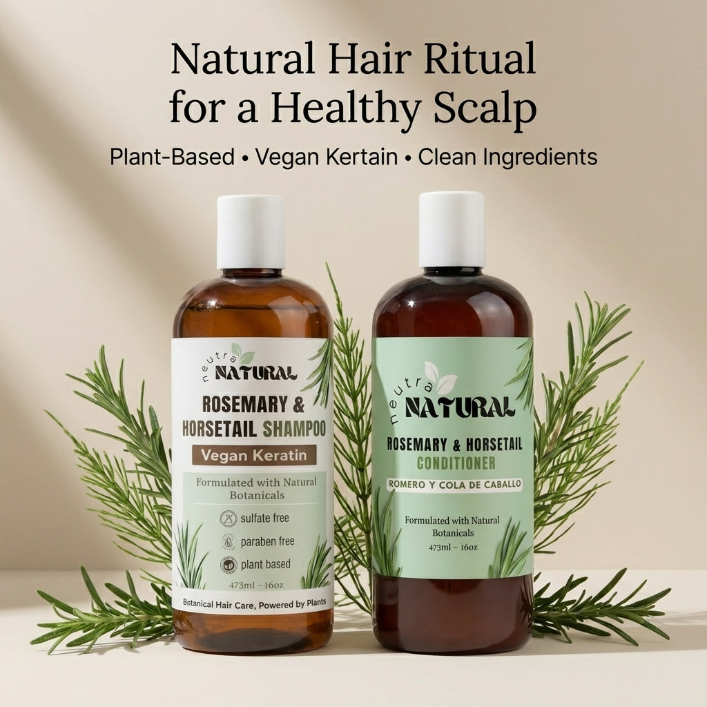 Neutra natural Kit herbal de shampoo y acondicionador con Keratina vegana, romero y cola de caballo.