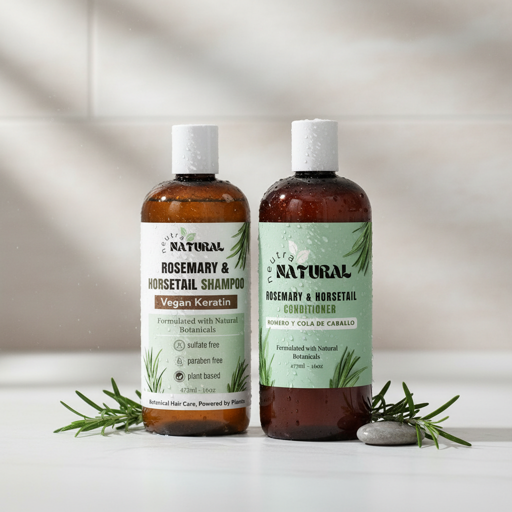 Neutra natural Kit herbal de shampoo y acondicionador con Keratina vegana, romero y cola de caballo.
