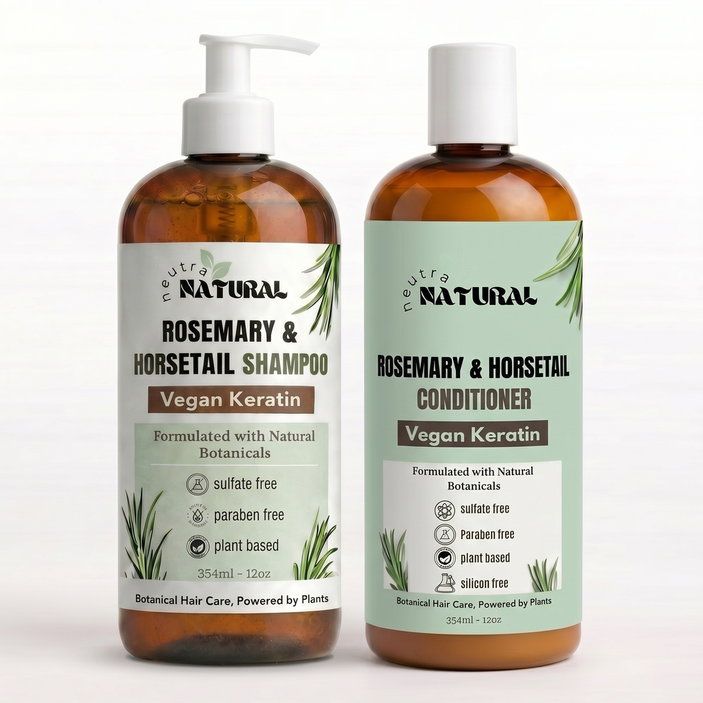 Neutra natural Kit herbal de shampoo y acondicionador con Keratina vegana, romero y cola de caballo.